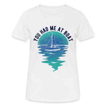Segelboot Kapitän Spruch Zum Segeln - Frauen T-Shirt atmungsaktiv - Weiß - Vorne - AI Model Female 172 dark (172cm)