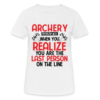 Bogenschießen Archery - Frauen T-Shirt atmungsaktiv - Weiß - Vorne - AI Model Female 172 dark (172cm)
