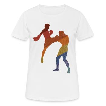 Kickboxing - Frauen T-Shirt atmungsaktiv - Weiß - Vorne - AI Model Female 172 dark (172cm)