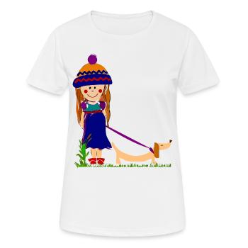 Maedchen mit Hund - Frauen T-Shirt atmungsaktiv - Weiß - Vorne - AI Model Female 172 dark (172cm)