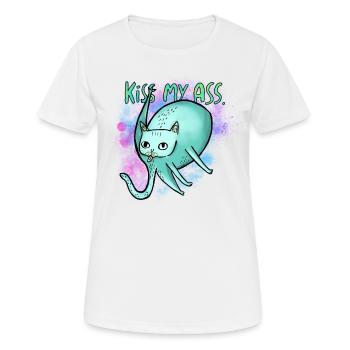 Kiss My Ass Cat - Frauen T-Shirt atmungsaktiv - Weiß - Vorne - AI Model Female 172 dark (172cm)