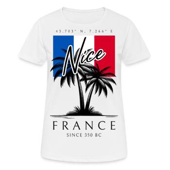 Nice France Palm Trees Flag Travel Souvenir - Women's Breathable T-Shirt - white - Front - AI Model Female 172 dark (172cm)