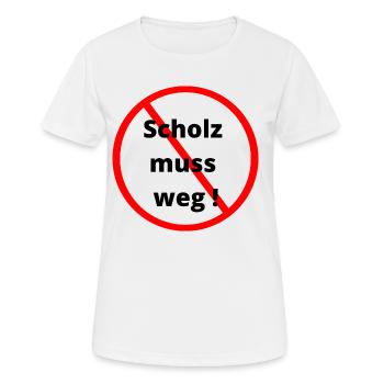Scholz muss weg T-Shirt - Frauen T-Shirt atmungsaktiv - Weiß - Vorne - AI Model Female 172 dark (172cm)