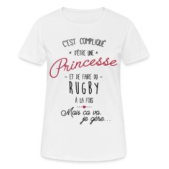 princesse et Rugby - T-shirt respirant Femme - blanc - Devant - AI Model Female 172 dark (172cm)