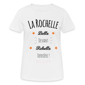La Rochelle, Belle et Rebelle ! - T-shirt respirant Femme - blanc - Devant - AI Model Female 172 dark (172cm)