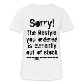 Lifestyle is out of stock (black) - Frauen T-Shirt atmungsaktiv - Weiß - Vorne - AI Model Female 172 dark (172cm)