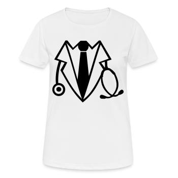 Docteur - T-shirt respirant Femme - blanc - Devant - AI Model Female 172 dark (172cm)