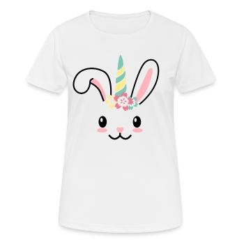 Einhorn Hase-Bunnycorn-Kind-Lustig-Geschenk-Ostern - Frauen T-Shirt atmungsaktiv - Weiß - Vorne - AI Model Female 172 dark (172cm)