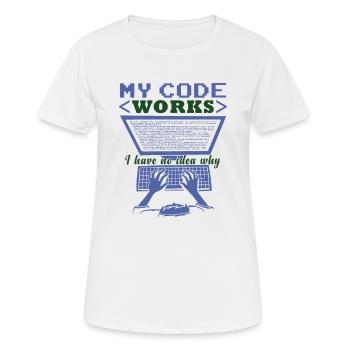 Funny Code Joke Coding - Women's Breathable T-Shirt - white - Front - AI Model Female 172 dark (172cm)