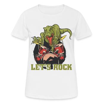 Perkussion Schlagzeuger T-Rex Schlagzeug - Frauen T-Shirt atmungsaktiv - Weiß - Vorne - AI Model Female 172 dark (172cm)