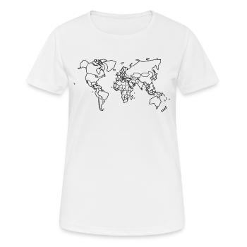 Weltkarte - Frauen T-Shirt atmungsaktiv - Weiß - Vorne - AI Model Female 172 dark (172cm)