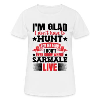 Je ne sais pas où habite Sarmale - T-shirt respirant Femme - blanc - Devant - AI Model Female 172 dark (172cm)