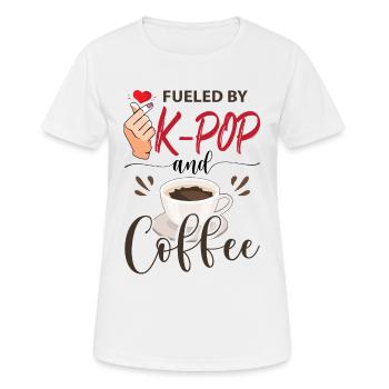 Angetrieben von K-Pop und Kaffee - Frauen T-Shirt atmungsaktiv - Weiß - Vorne - AI Model Female 172 dark (172cm)