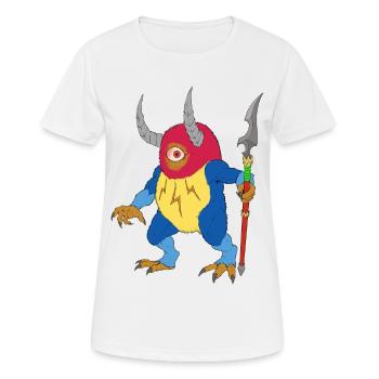 Einäugiges Fantasy Monster mit Hörnern und Speer - Frauen T-Shirt atmungsaktiv - Weiß - Vorne - AI Model Female 172 dark (172cm)