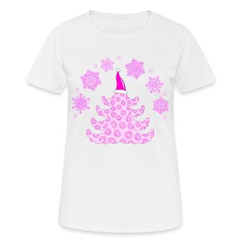 Tannenbaum im Leopardenmuster mit Nikolausmütze - Frauen T-Shirt atmungsaktiv - Weiß - Vorne - AI Model Female 172 dark (172cm)