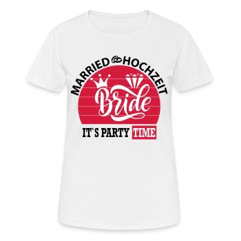 Married Hochzeit Braut Bride Party Time Ring - Frauen T-Shirt atmungsaktiv - Weiß - Vorne - AI Model Female 172 dark (172cm)