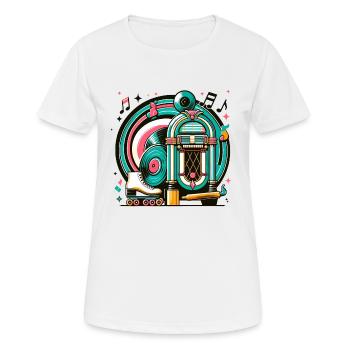 Retro Musik und Rollschuh Grafik - Frauen T-Shirt atmungsaktiv - Weiß - Vorne - AI Model Female 172 dark (172cm)