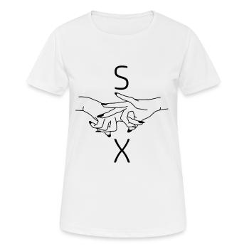 Sex Finger Zeichen - Frauen T-Shirt atmungsaktiv - Weiß - Vorne - AI Model Female 172 dark (172cm)