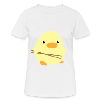 Duck with Chop Sticks - Ente mit Stäbchen Meme - Frauen T-Shirt atmungsaktiv - Weiß - Vorne - AI Model Female 172 dark (172cm)