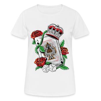 Ace of Spades T-shirt de jeu de poker Texas Holdem - T-shirt respirant Femme - blanc - Devant - AI Model Female 172 dark (172cm)