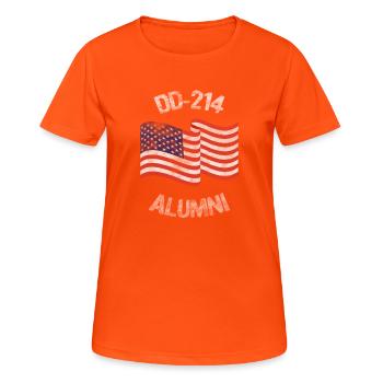 Dd214 uns bewaffnete Kräfte Alumni USA Flagge Vintage Tee - Frauen T-Shirt atmungsaktiv - Neonorange - Vorne - AI Model Female 172 dark (172cm)