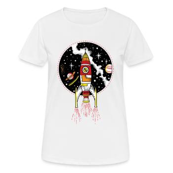 Retro- Raketenschiff, das WeltraumShuttle anläuft - Frauen T-Shirt atmungsaktiv - Weiß - Vorne - AI Model Female 172 dark (172cm)