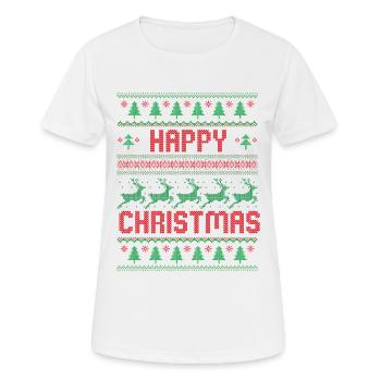 Happy Christmas - Women's Breathable T-Shirt - white - Front - AI Model Female 172 dark (172cm)