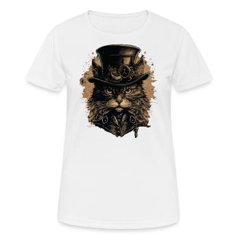 Steampunk Cat - Women's Breathable T-Shirt - white - Front - AI Model Female 172 dark (172cm)