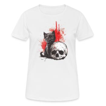 Cute Emo Gothic Kitten and Skull - Women's Breathable T-Shirt - white - Front - AI Model Female 172 dark (172cm)