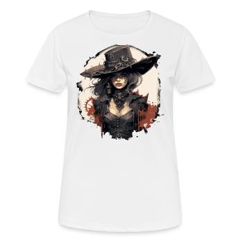 Emo Cowboy Steampunk Girl - Women's Breathable T-Shirt - white - Front - AI Model Female 172 dark (172cm)