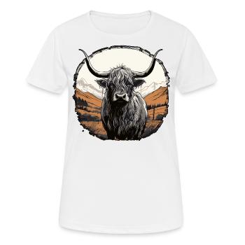 Schottisches Hochlandrind - Frauen T-Shirt atmungsaktiv - Weiß - Vorne - AI Model Female 172 dark (172cm)