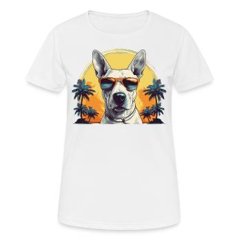Bull terrier d’humeur festive - T-shirt respirant Femme - blanc - Devant - AI Model Female 172 dark (172cm)