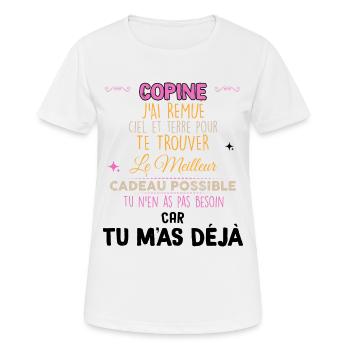Ma Copine Mon Cadeau Drole - T-shirt respirant Femme - blanc - Devant - AI Model Female 172 dark (172cm)