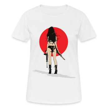Gunlady - Frauen T-Shirt atmungsaktiv - Weiß - Vorne - AI Model Female 172 dark (172cm)