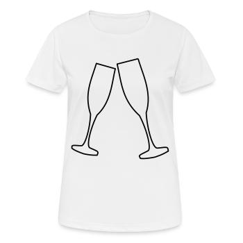 Zwei Sektgläser - Frauen T-Shirt atmungsaktiv - Weiß - Vorne - AI Model Female 172 dark (172cm)