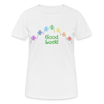 Good Luck; Rainbow; Glücksklee; Four Leaf Clover - Frauen T-Shirt atmungsaktiv - Weiß - Vorne - AI Model Female 172 dark (172cm)