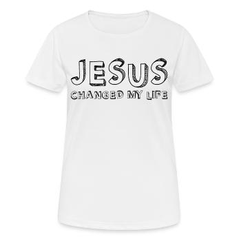 Jesus - Christ - Jesus changed my live. - Women's Breathable T-Shirt - white - Front - AI Model Female 172 dark (172cm)