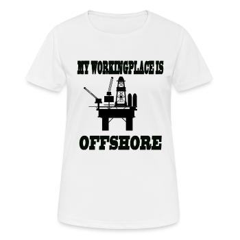 MY PLACE DE TRAVAIL EST OFFSHORE - T-shirt respirant Femme - blanc - Devant - AI Model Female 172 dark (172cm)