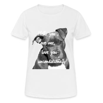 American Staffordshire, Hundegesicht ,Hundekopf, - Frauen T-Shirt atmungsaktiv - Weiß - Vorne - AI Model Female 172 dark (172cm)
