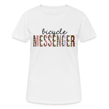 Fahrradkurier Leopard Print Lustig - Frauen T-Shirt atmungsaktiv - Weiß - Vorne - AI Model Female 172 dark (172cm)
