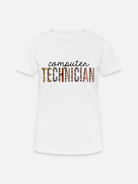 Computertechniker-Leopard-Druck lustig - Frauen T-Shirt atmungsaktiv - Weiß