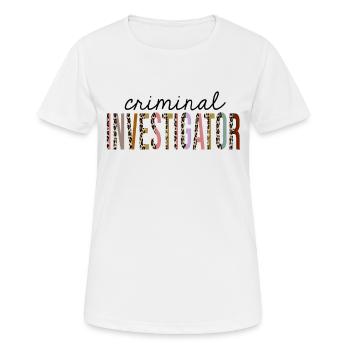 Enquêteur criminel imprimé léopard drôle - T-shirt respirant Femme - blanc - Devant - AI Model Female 172 dark (172cm)
