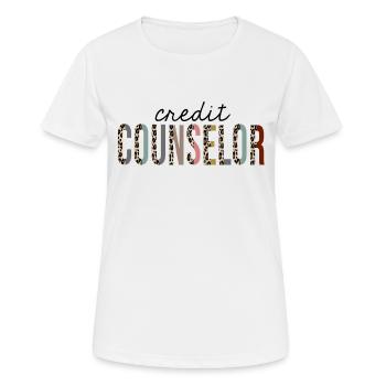 Conseiller en crédit imprimé léopard drôle - T-shirt respirant Femme - blanc - Devant - AI Model Female 172 dark (172cm)