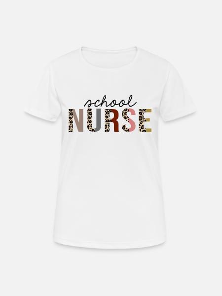 Schulkrankenschwester Leopard Print Lustig - Frauen T-Shirt atmungsaktiv - Weiß