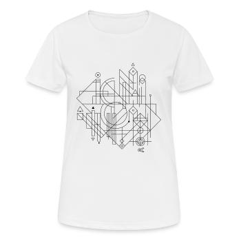 Abstract Lines - Frauen T-Shirt atmungsaktiv - Weiß - Vorne - AI Model Female 172 dark (172cm)