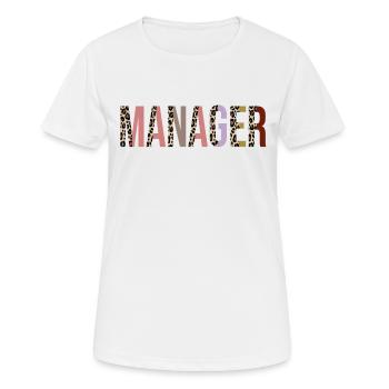 Manager - Frauen T-Shirt atmungsaktiv - Weiß - Vorne - AI Model Female 172 dark (172cm)