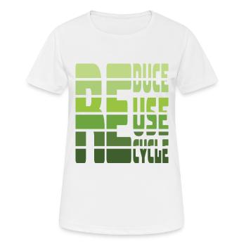 Reduzieren Sie Reuse Recycle Eearth Day - Frauen T-Shirt atmungsaktiv - Weiß - Vorne - AI Model Female 172 dark (172cm)