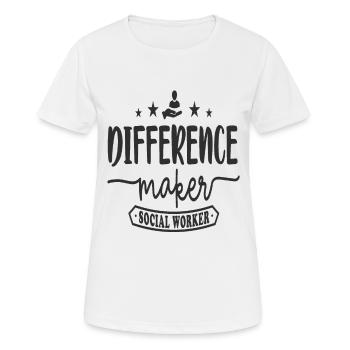 Travailleur social difference Maker - T-shirt respirant Femme - blanc - Devant - AI Model Female 172 dark (172cm)