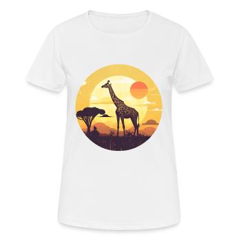 Giraffe in the savannah - Frauen T-Shirt atmungsaktiv - Weiß - Vorne - AI Model Female 172 dark (172cm)