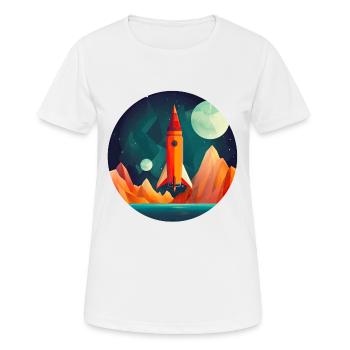 Rocket in Space Scenery - Women's Breathable T-Shirt - white - Front - AI Model Female 172 dark (172cm)